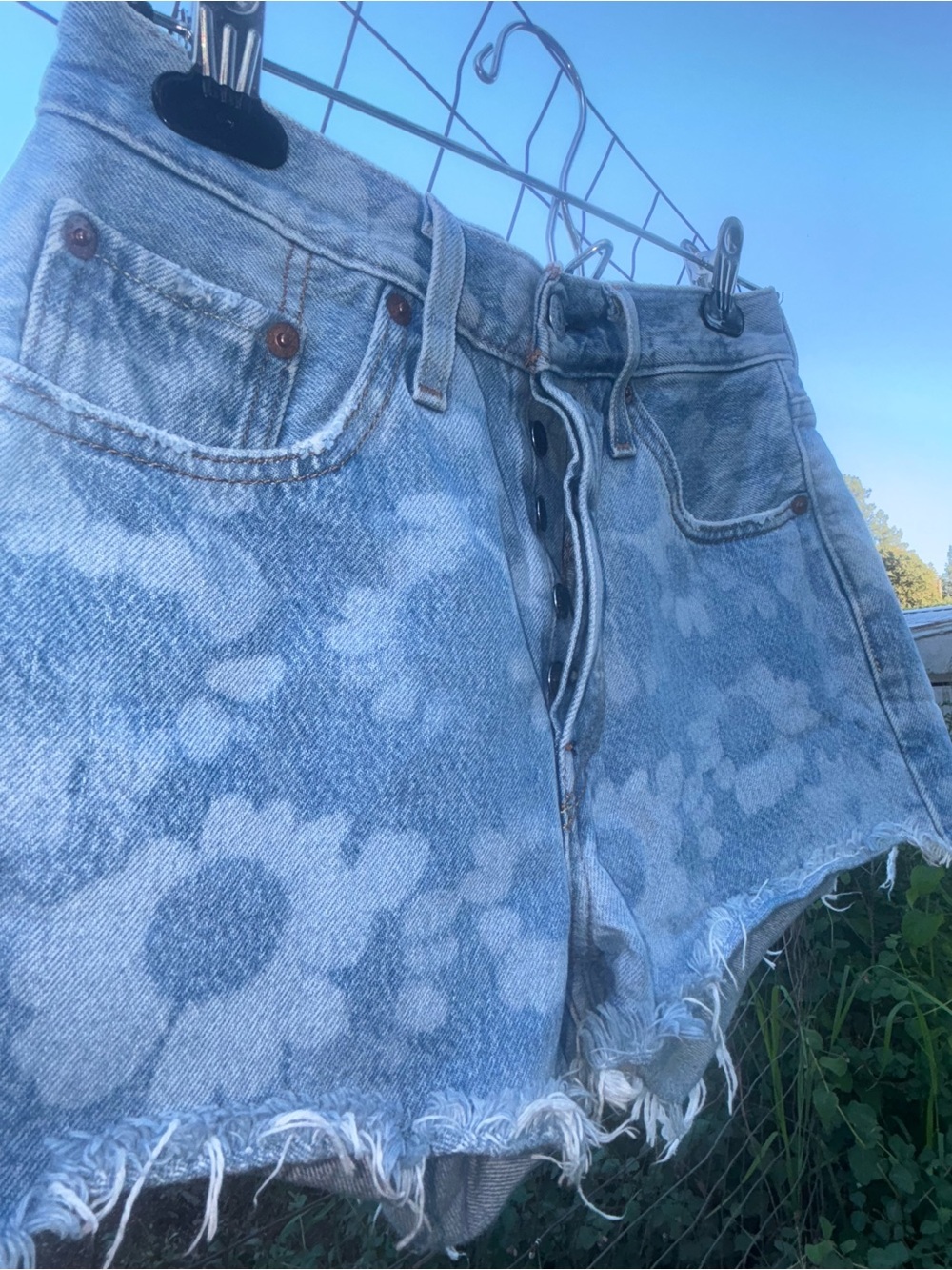Levi's Light Blue Floral High-Rise Denim Shorts